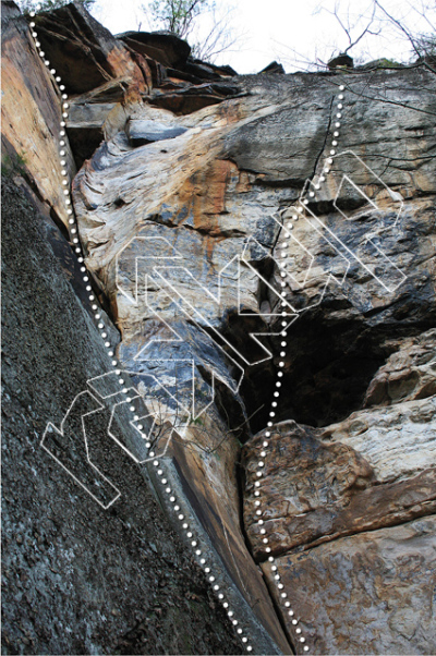 photo of Timber, 5.10c ★★★ at Water Pipe Cave from New River Rock Vol. 1