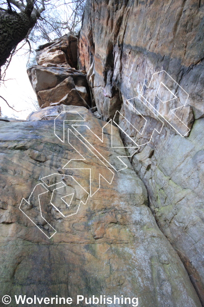 photo of Necromancer, 5.10c ★ at Sunshine Buttress from New River Rock Vol. 1