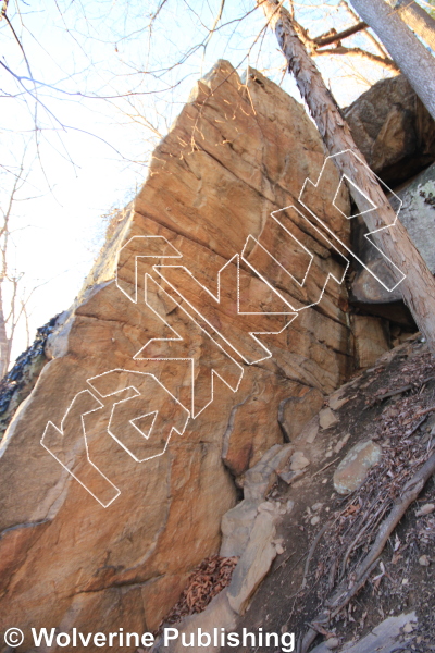 photo of Gunpowder, 5.12a ★ at Bimbo Buttress from New River Rock Vol. 1