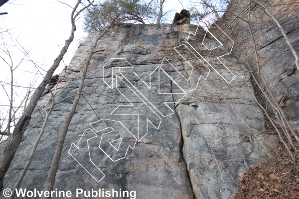 photo of Immaculate Combustion, 5.10c ★★ at Bubba Buttress from New River Rock Vol. 1