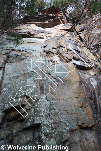 photo of Squirrely Adventure, 5.10a  at Seven-Eleven Wall from New River Rock Vol. 1