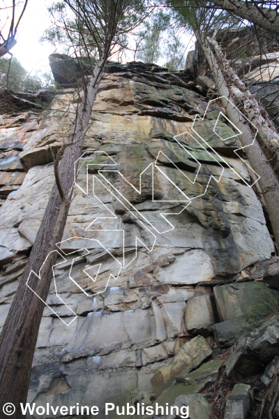 photo of Bimbo Shrine, 5.11b ★★ at Seven-Eleven Wall from New River Rock Vol. 1