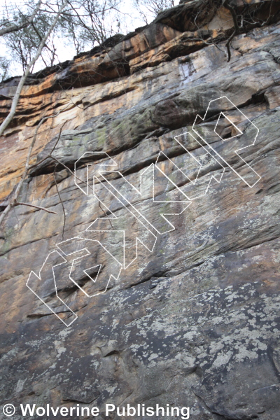 photo of Nut Nut Route , 5.11b ★★ at Jacob’s Ladder Area from New River Rock Vol. 1