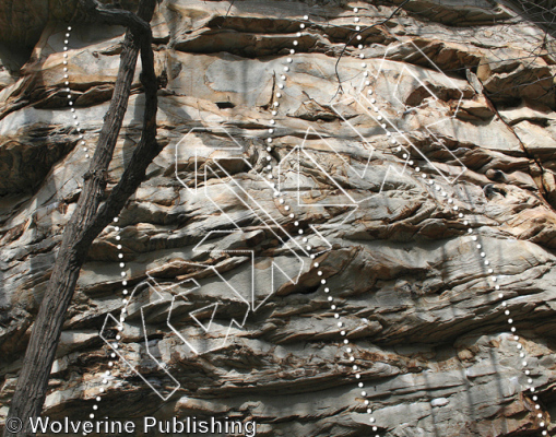 photo of Sausage, 5.11c ★ at First Buttress from New River Rock Vol. 2