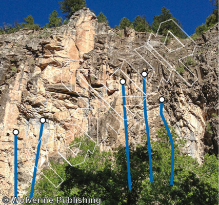 photo of Chevalier du Balibari, 5.10d ★ at Kubrick’s from Rifle Mountain Park