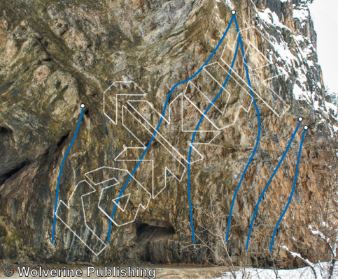 photo of Moroni Blows, 5.12b  at Skull Cave from Rifle Mountain Park