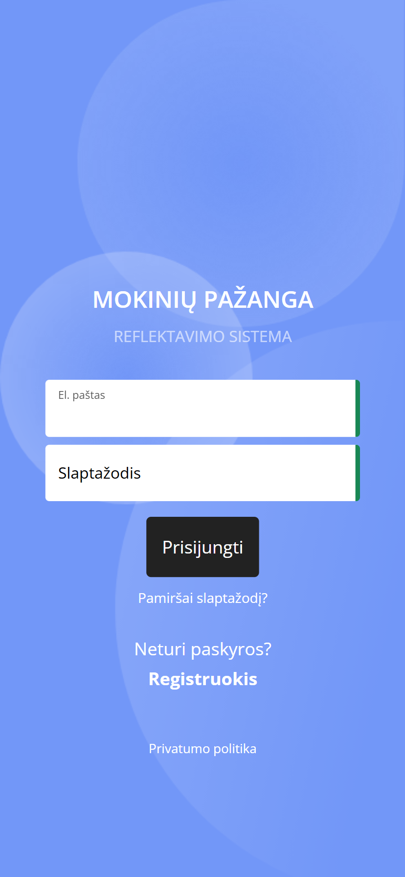 Mokinių pažanga - Refleksija