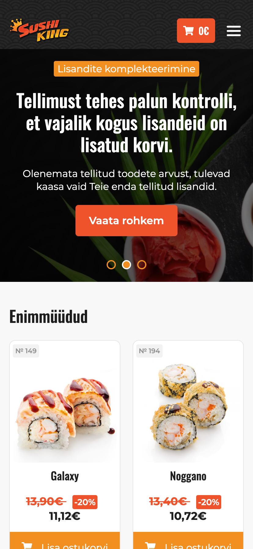 Covert website to app  Sushi King Eesti