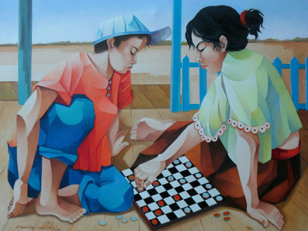 JOGO DE DAMA - Damião Martins - Óleo sobre Tela (80 x 65)