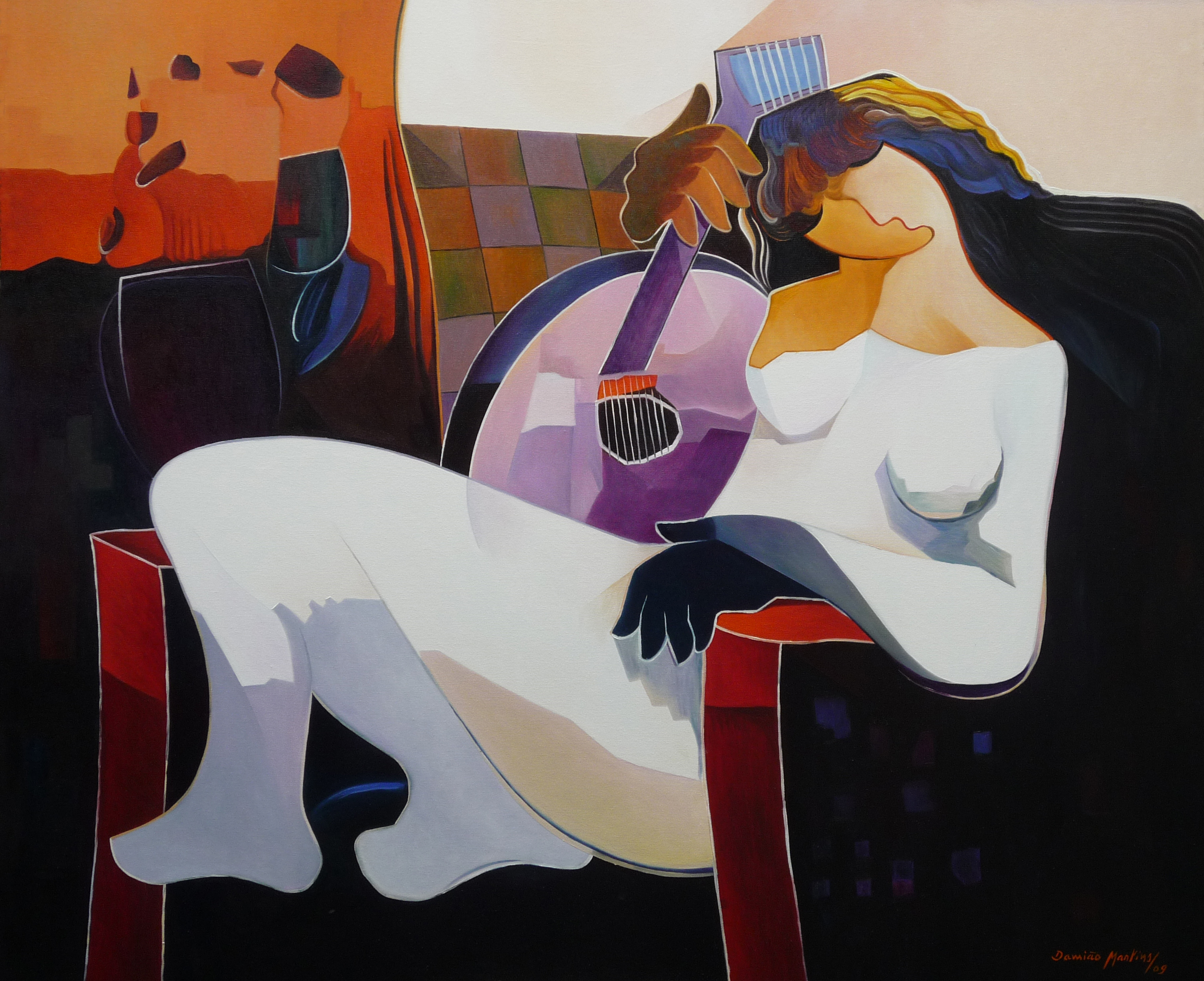 MULHER DE BRANCO  - Damião Martins - Óleo sobre Tela (110 x 90)