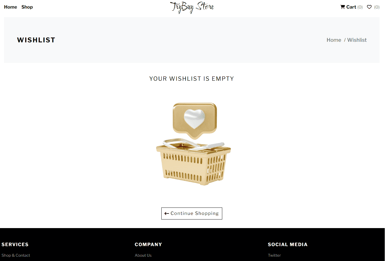empty cart page