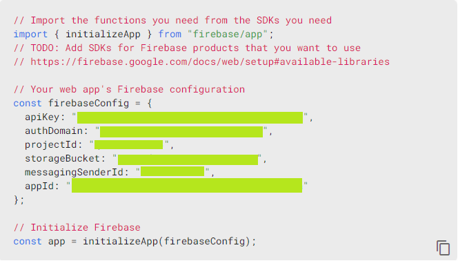 Typicall firebase config