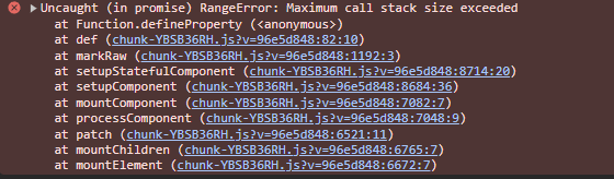 Maximum call stack size exceeds error