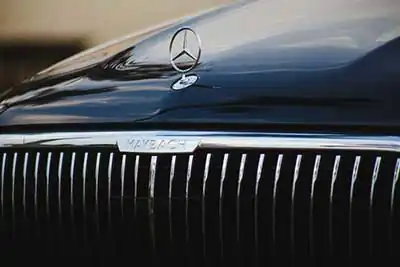 Boston Airport Limousine | Front view of a sleek, black Maybach luxury car Boston, USA2024