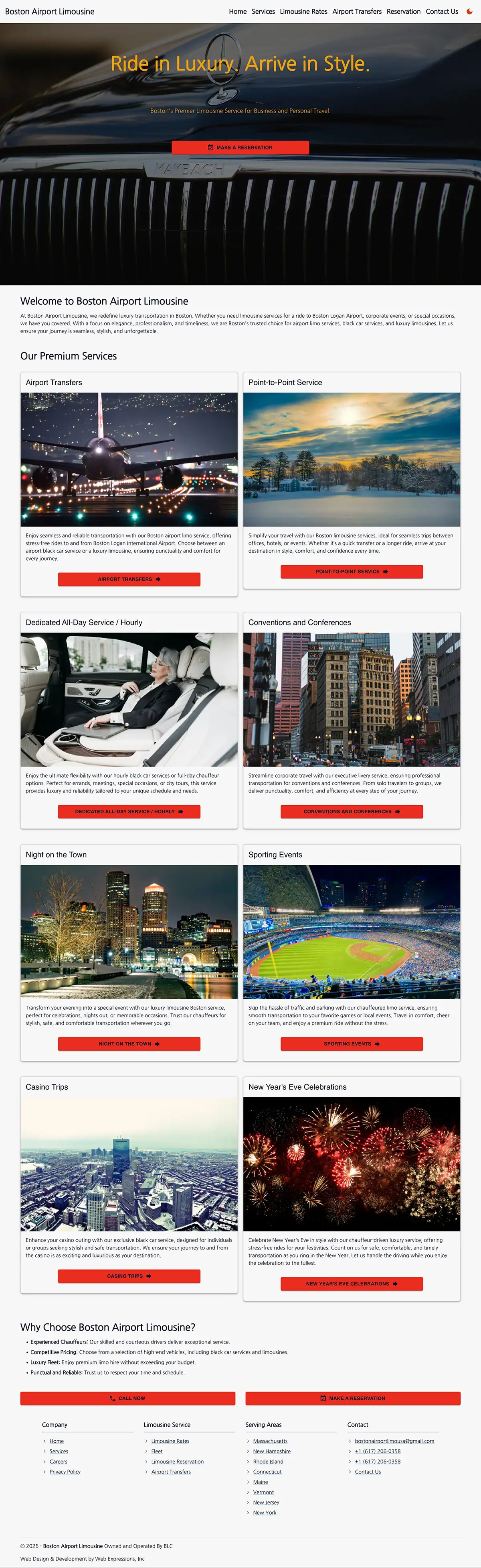 Boston Airport Limousine - Professional Limousine service website design Boston Airport Limousine - custom website design
