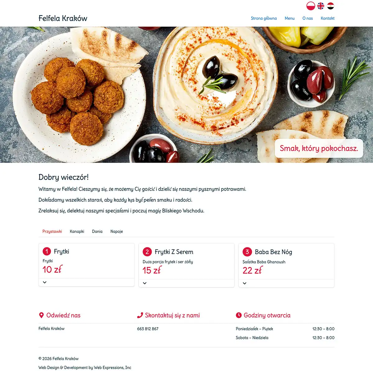 Felfela Kraków - custom website design