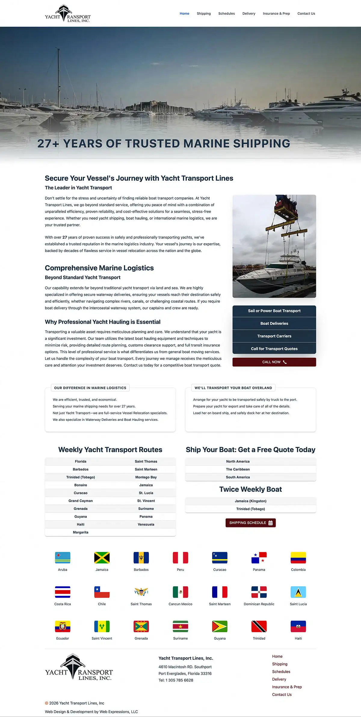 Yacht Transport Lines - custom website design