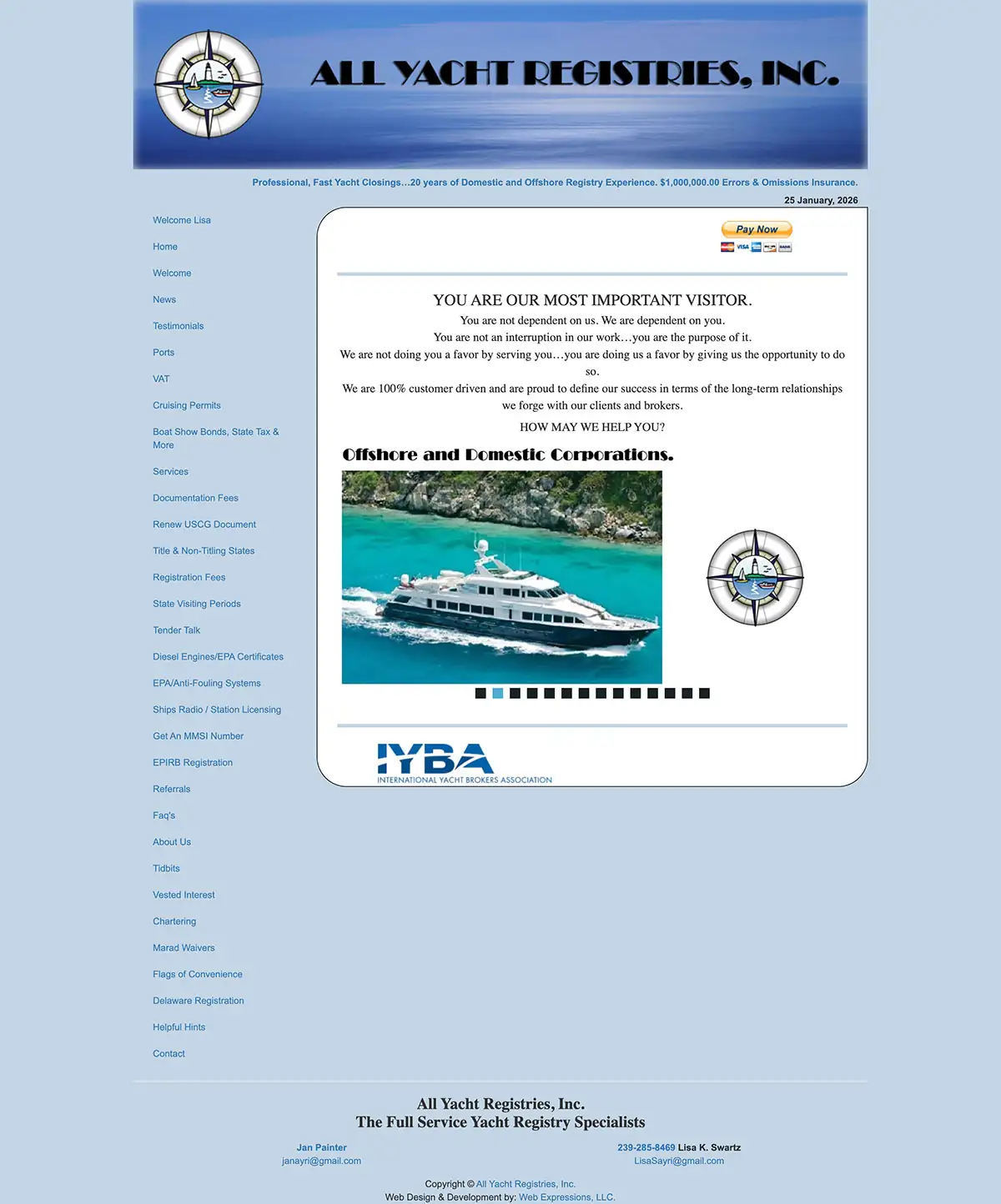 All Yacht Registries - custom website design