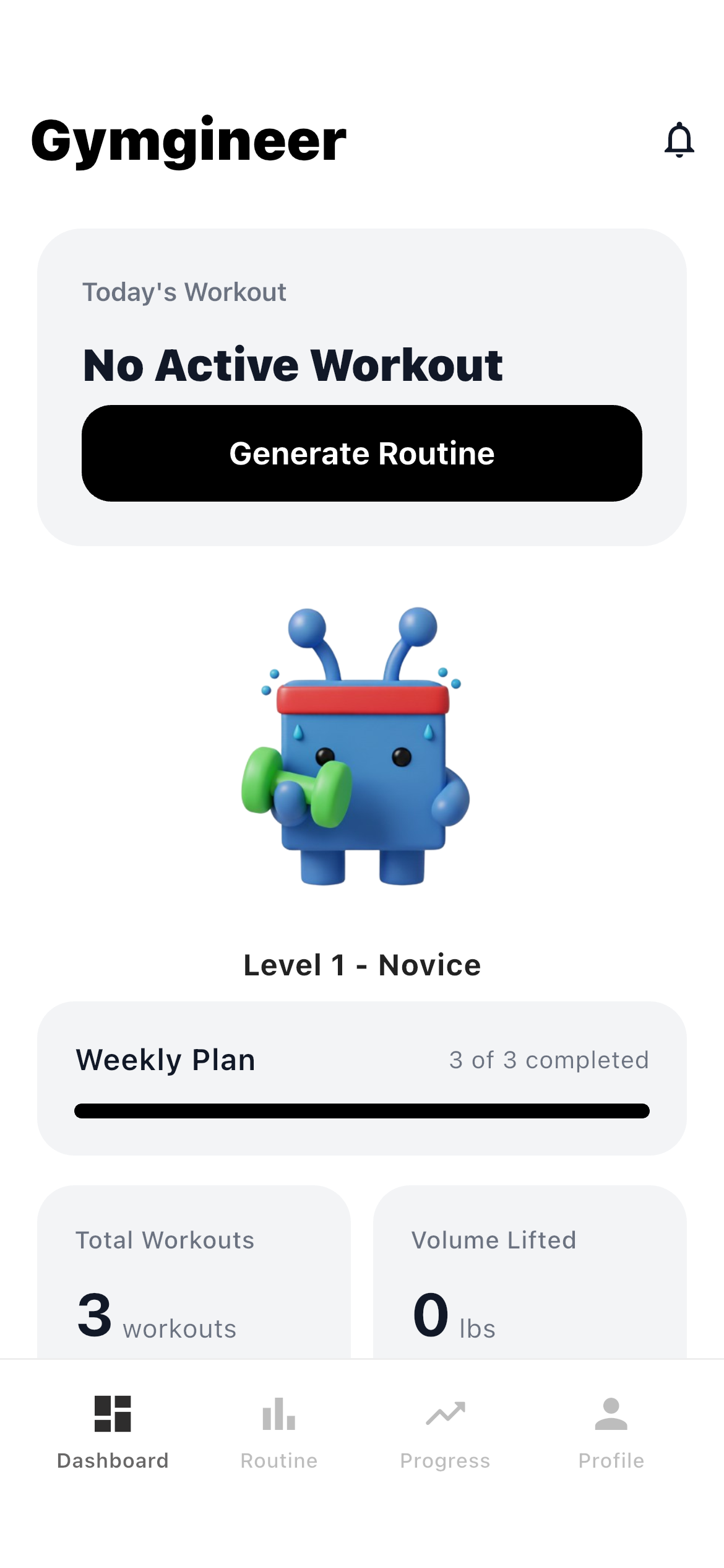 Gymgineer AI Personal Trainer App Screenshot