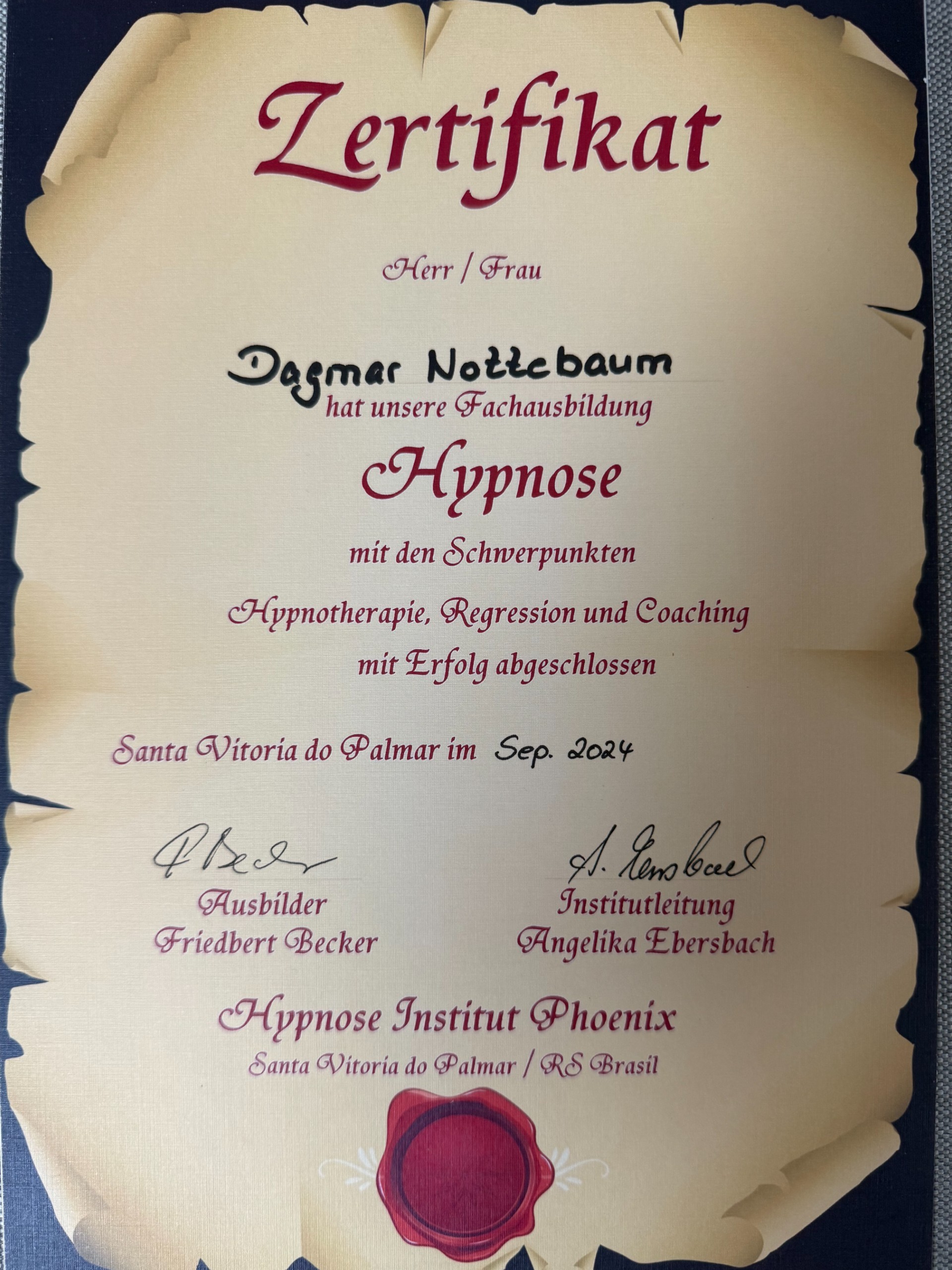 Zertifikat Hypnose Ausbildung