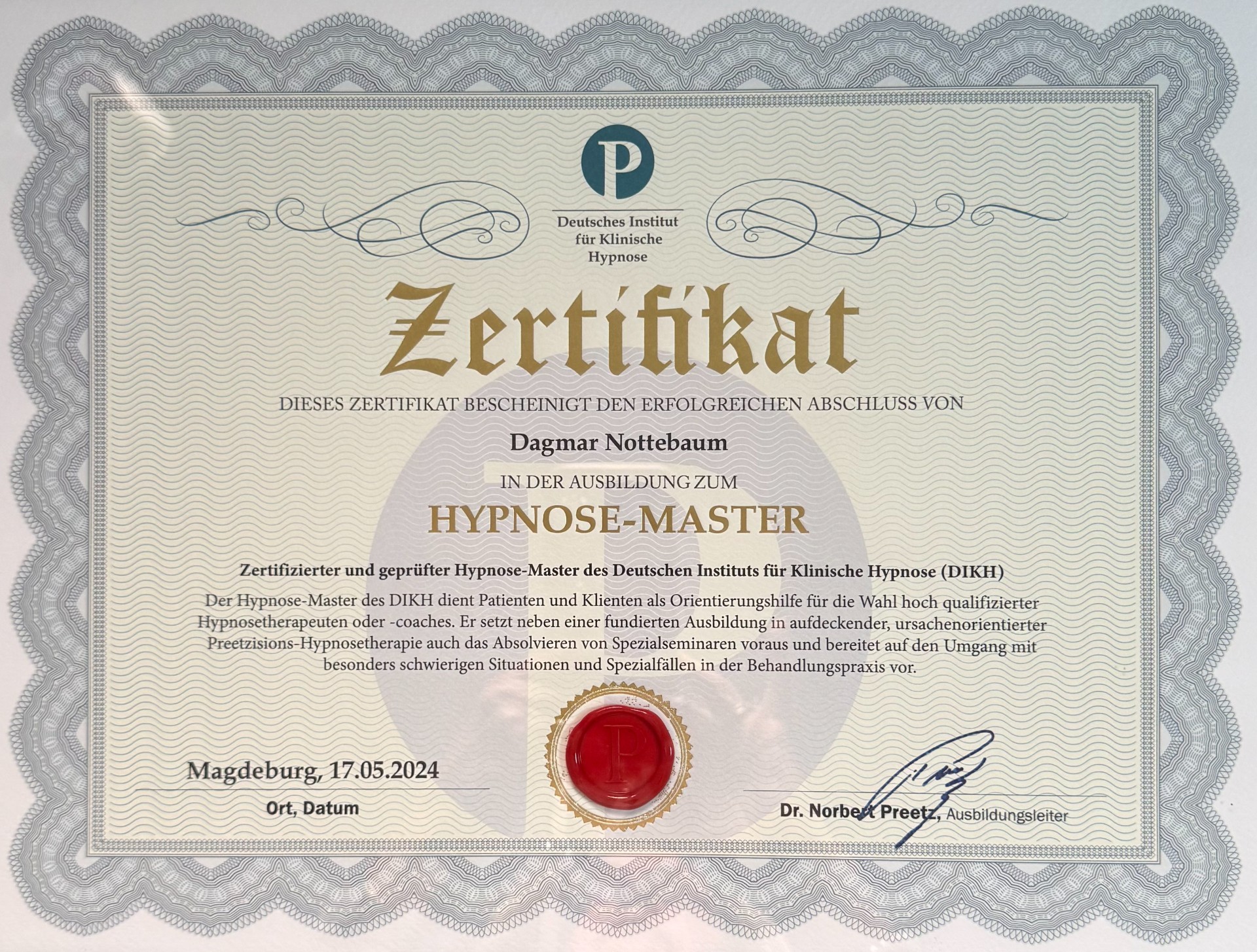 Hypnose Zertifikat DIKH
