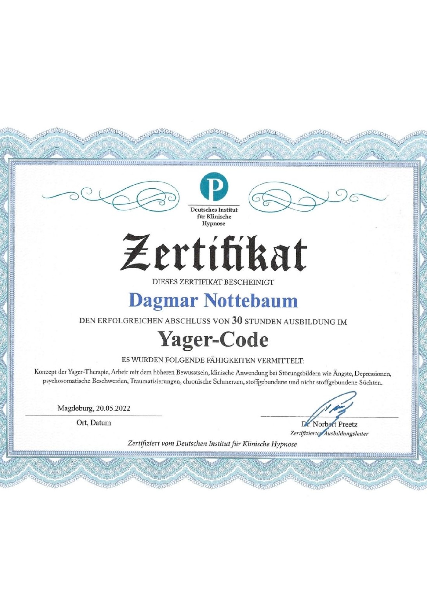 Ausbildung zum Yager Code von Dagmar Nottebaum