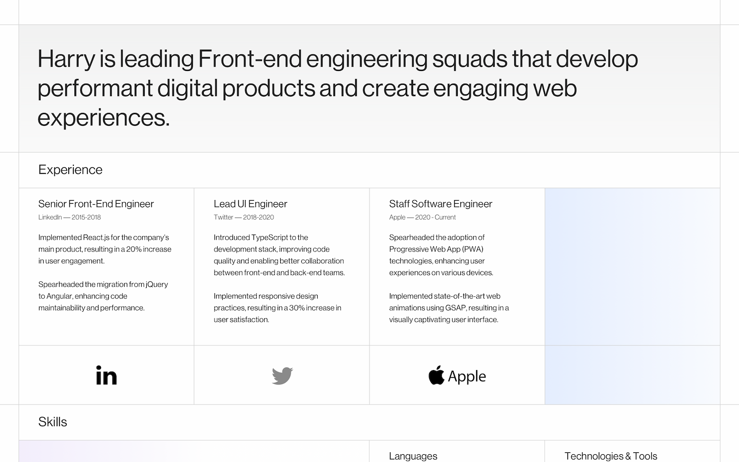 Preview the Harry Webit website template