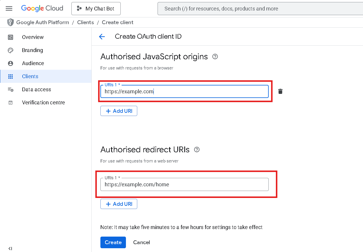 Authorized Redirect URIs