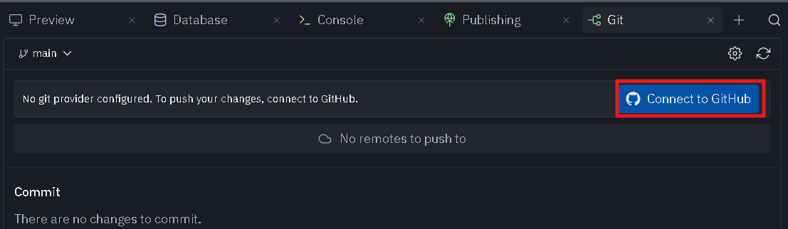 Connect to GitHub button