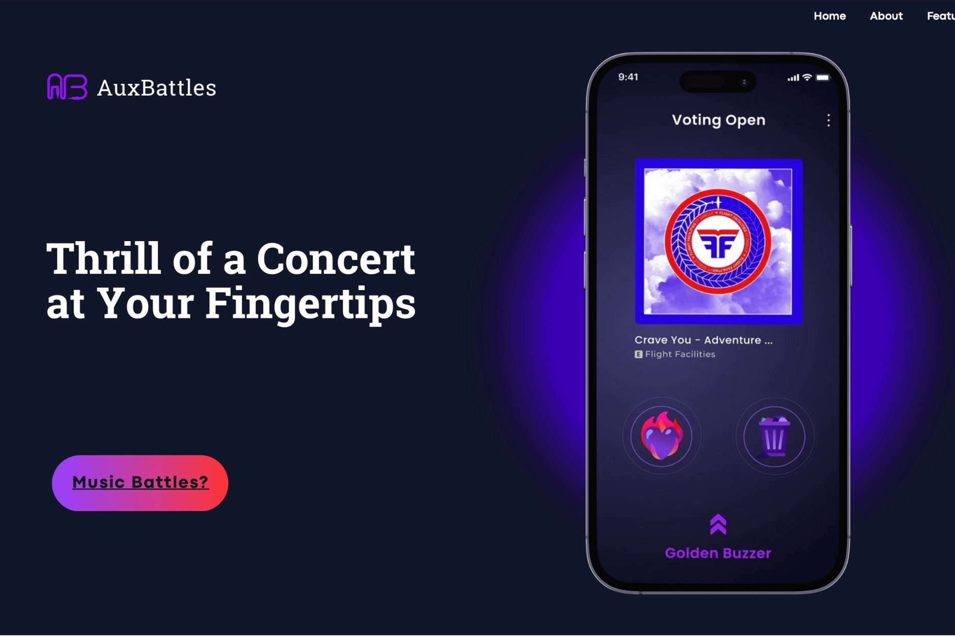Screenshot of the AuxBattles website