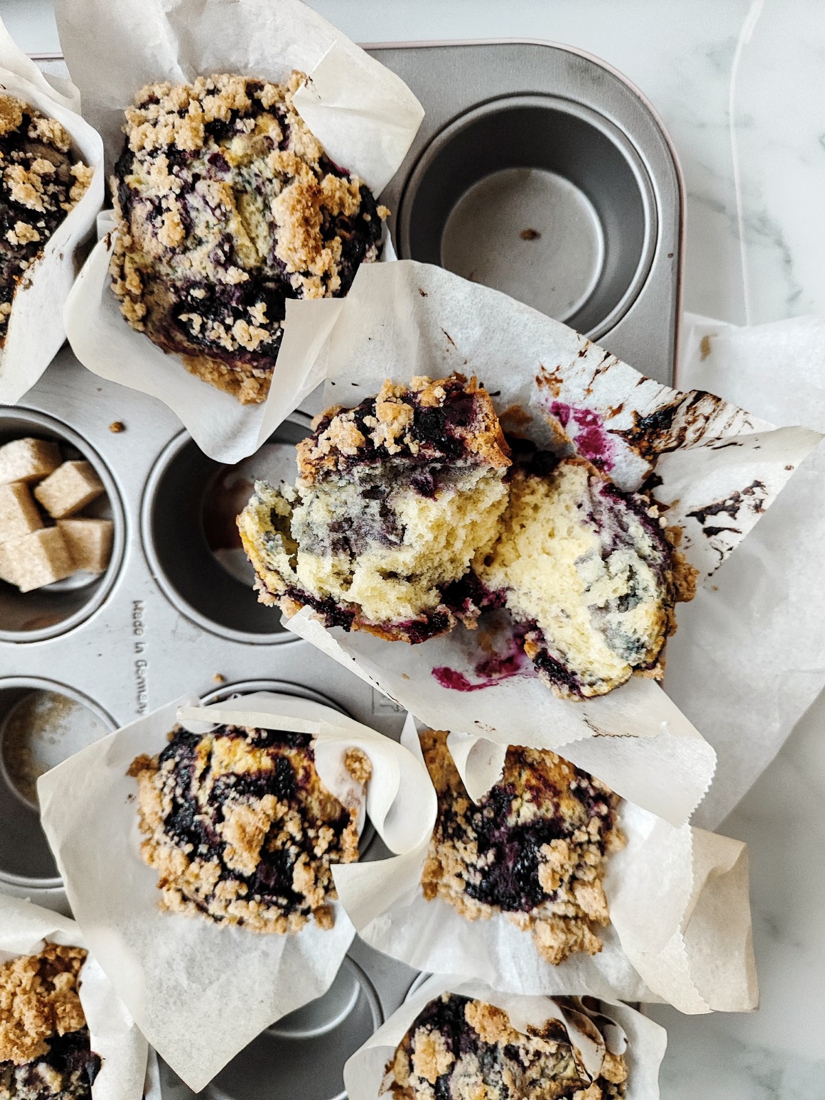 Heidelbeeren Muffins mit Crumble Topping - Title of the Recipe