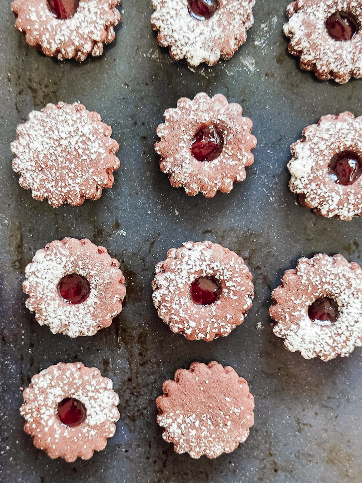 Chocolate Cookies with Strawberry Marmalade - chocolate cookies