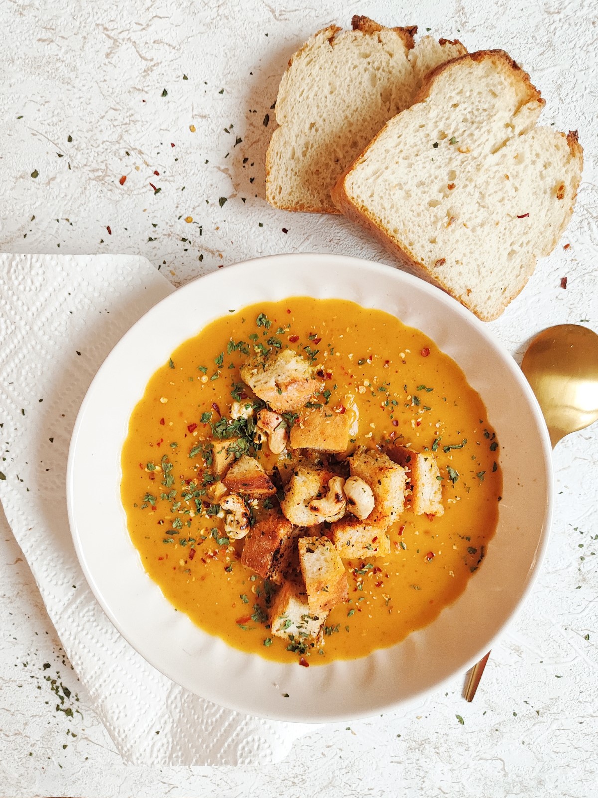 Creamy Pumpkin Soup with Croutons  - Title of the Recipe