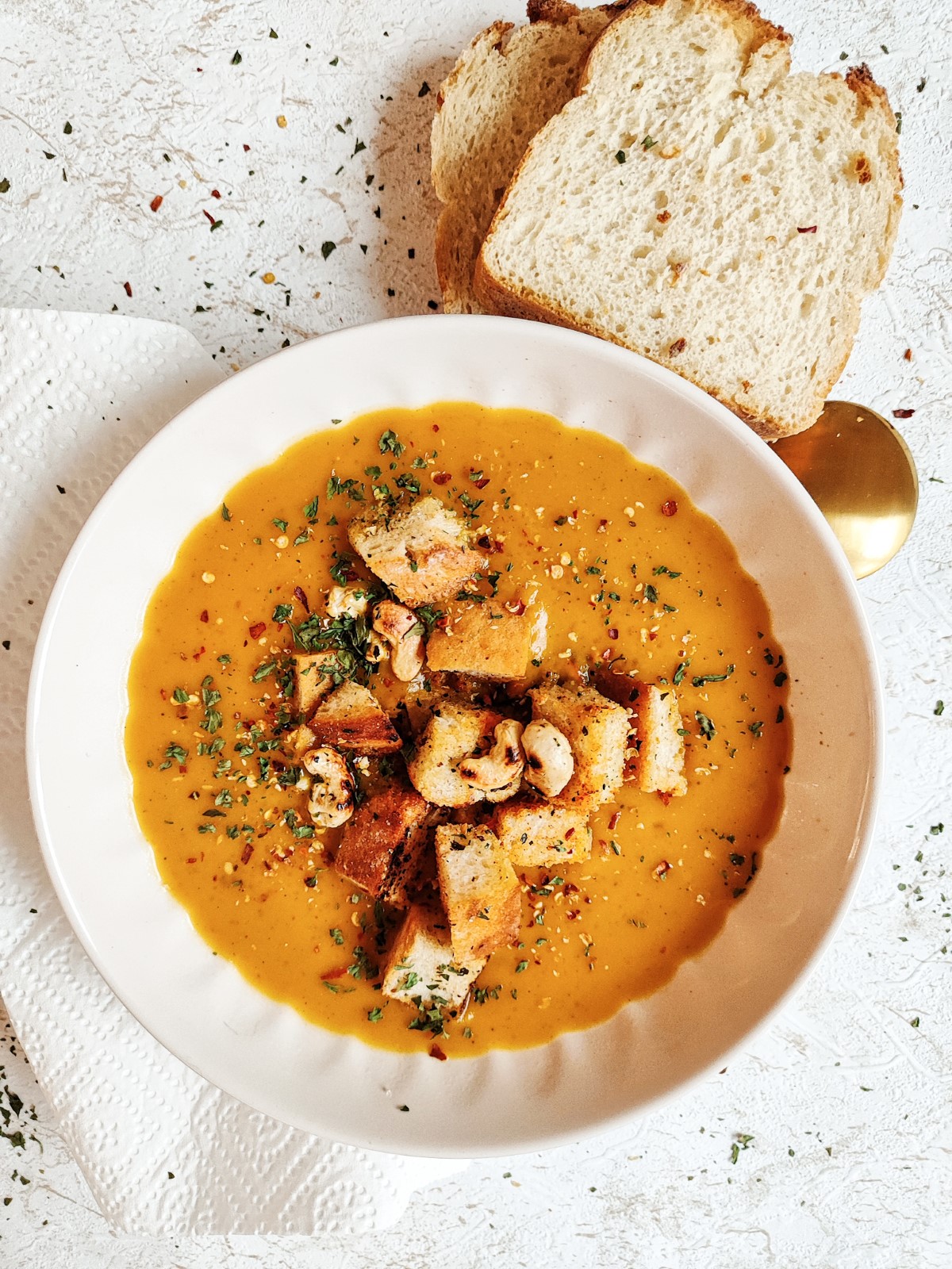 Creamy Pumpkin Soup with Croutons  - alt