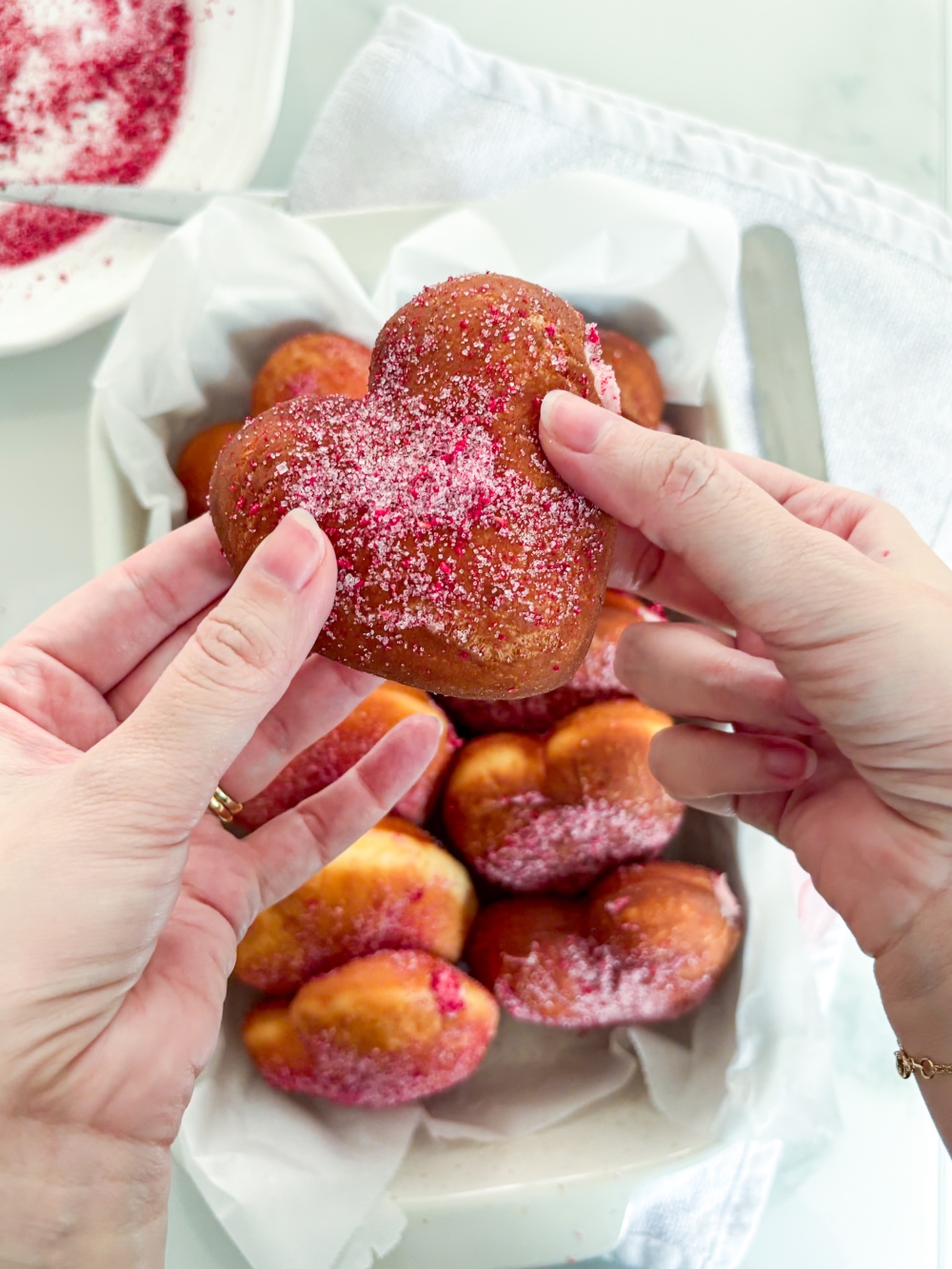 Heart Shaped Raspberry Cheesecake Donuts  - Title of the Recipe