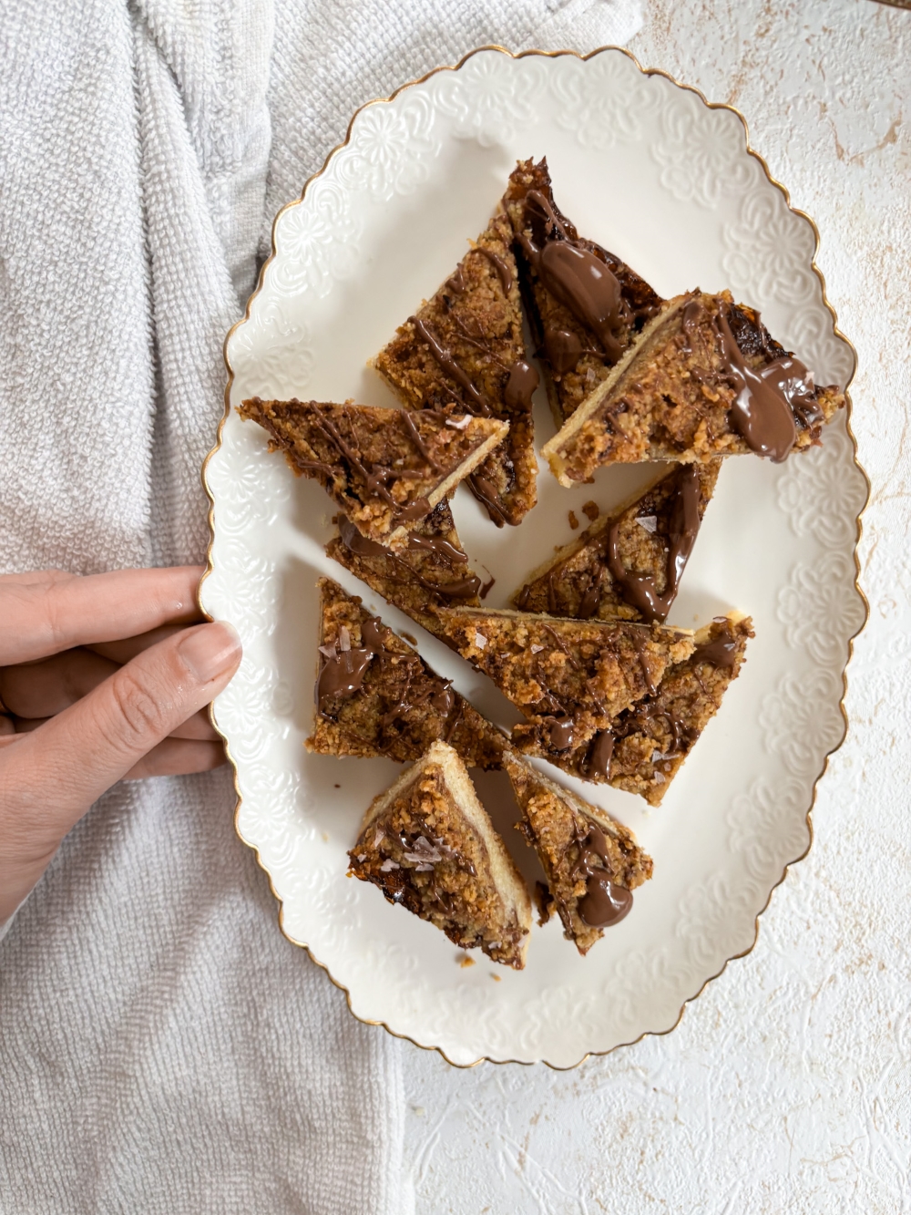 Nussecken - German Nut Corners - Nussecken on a plate 