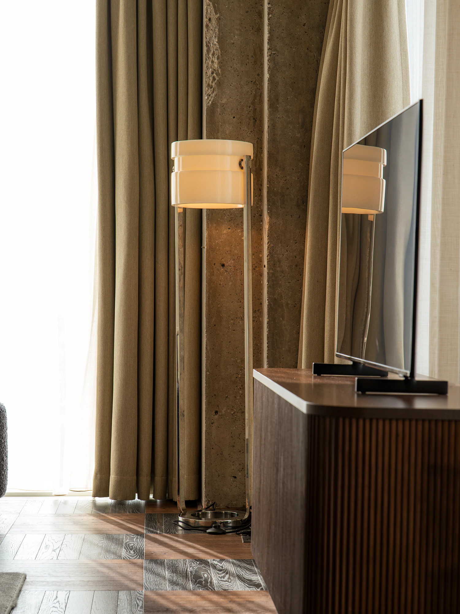 designer furniture in the room at the Hoxton Brussels