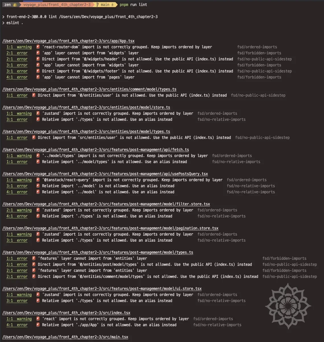 린트 실행 결과