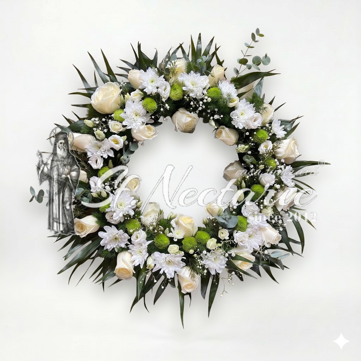 Aranjament funerar alb minirosa