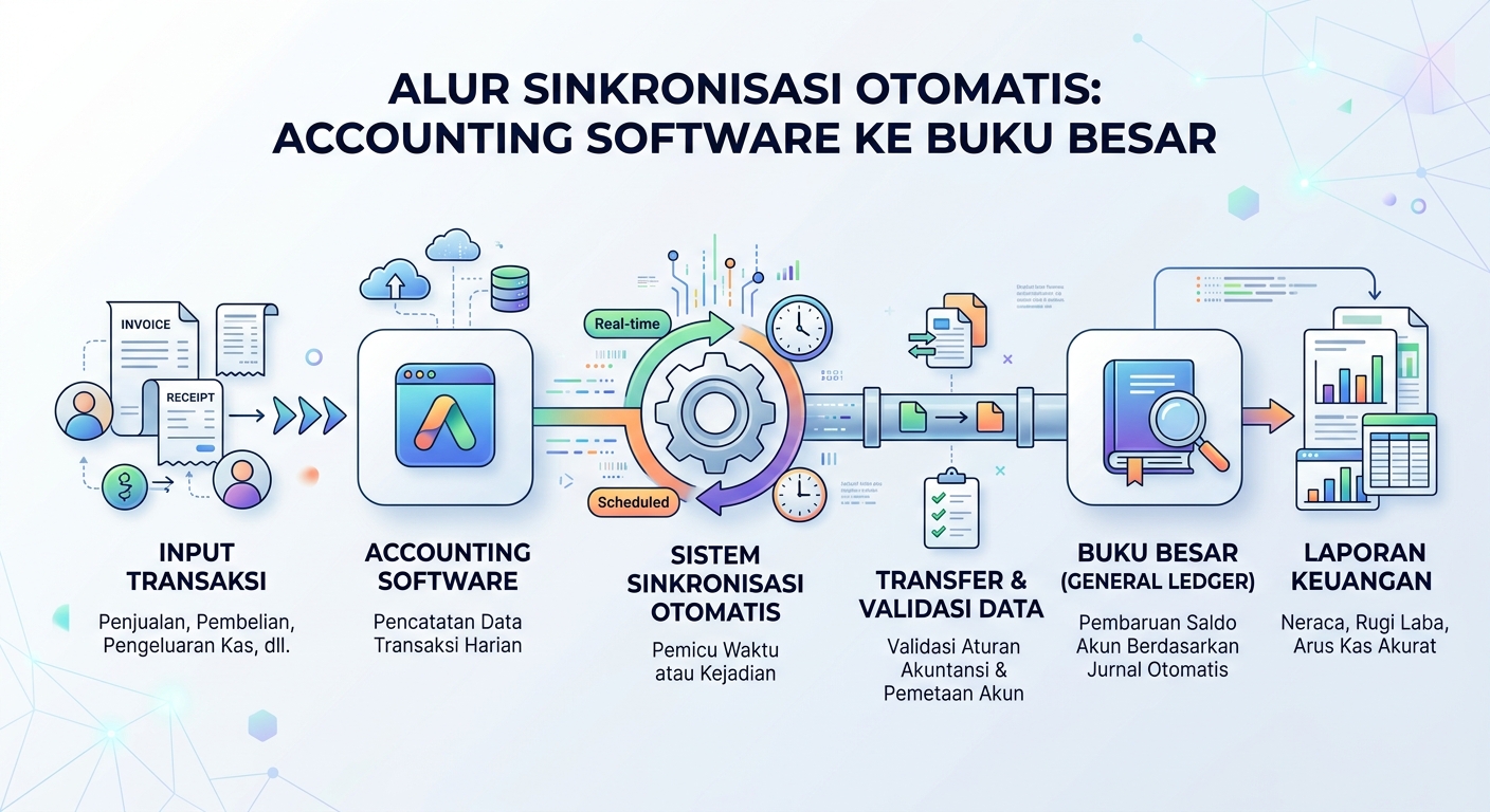 Alur Sinkronisasi Otomatis Accounting Software dan Buku Besar