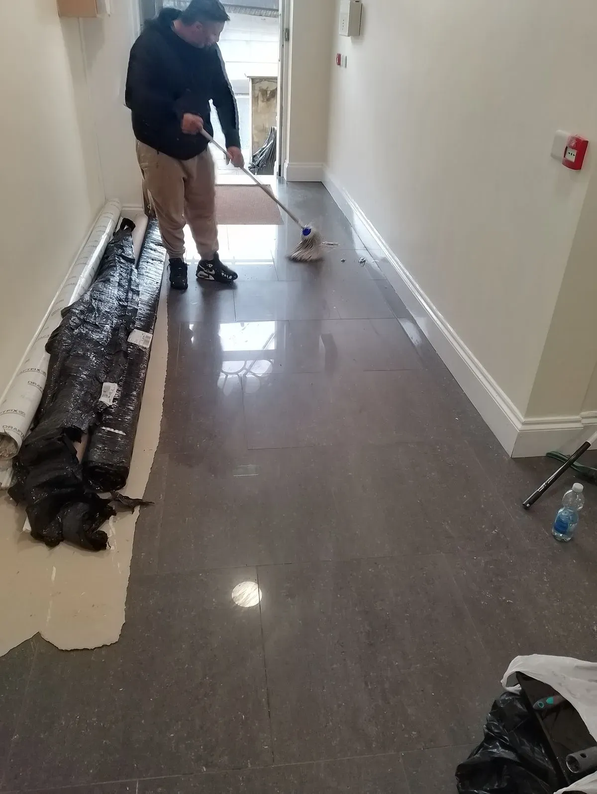 P.B. Cleaning team reviewing their cleaning checklist