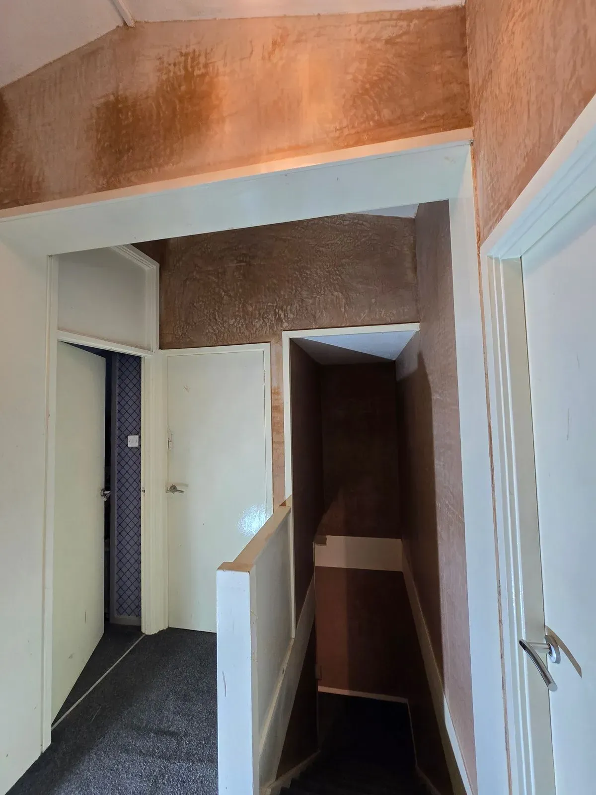 Professional plastering finish on a first-floor landing and doorways in Cadbury Heath Bristol