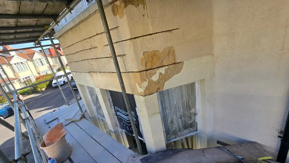 Structural bay window helical bars helibars crack repairs resin mesh