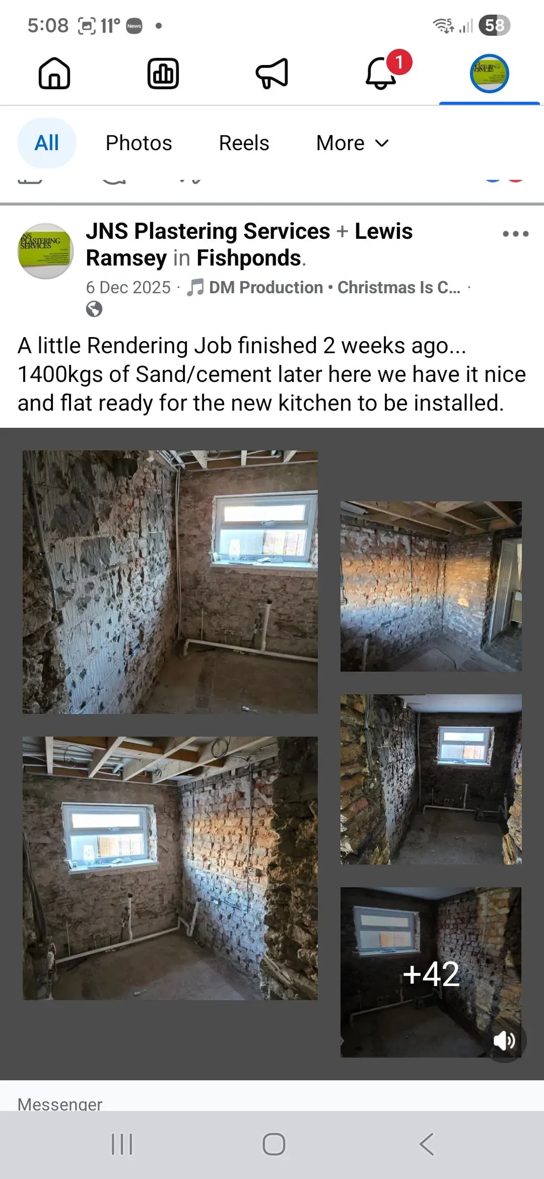 Waterproof Sand and Cement render finish float down to a keyed flat finish ready for plastering fishponds Bristol