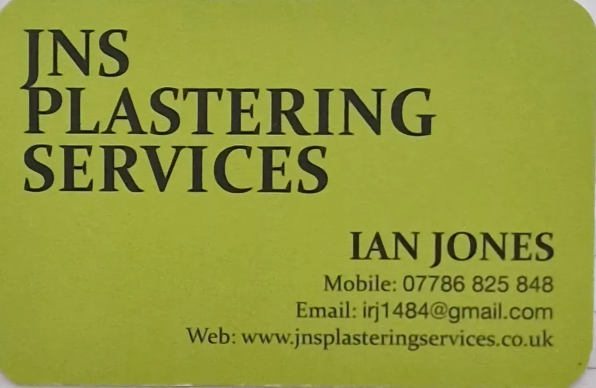JNS Plastering Services business card"