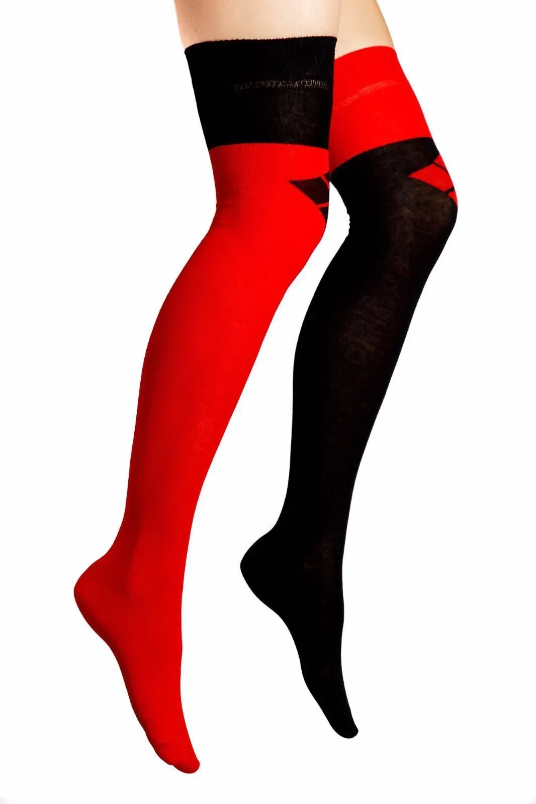 over knee black and red