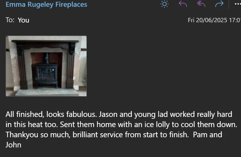 Jotul F100 ECO stove fitted into a neawly created chamber but we were able to reuse the customers cherished fire surround mantel by adding slips to match the new hearth by Rugeley Fireplaces an Stovess