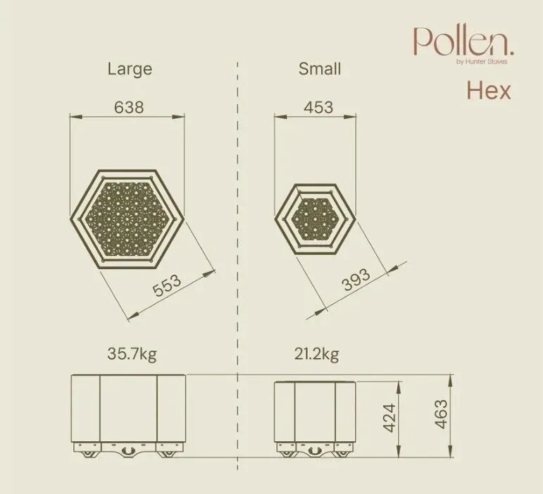 pollenfire hex dimensions - rugeley fireplaces - rugeley
