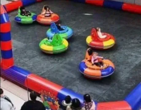 Local children ride hire team setting up attractions in Leeds
