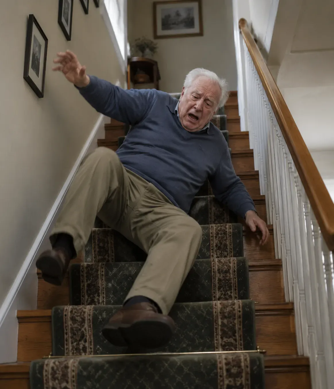 Elderly man fell down the stairs